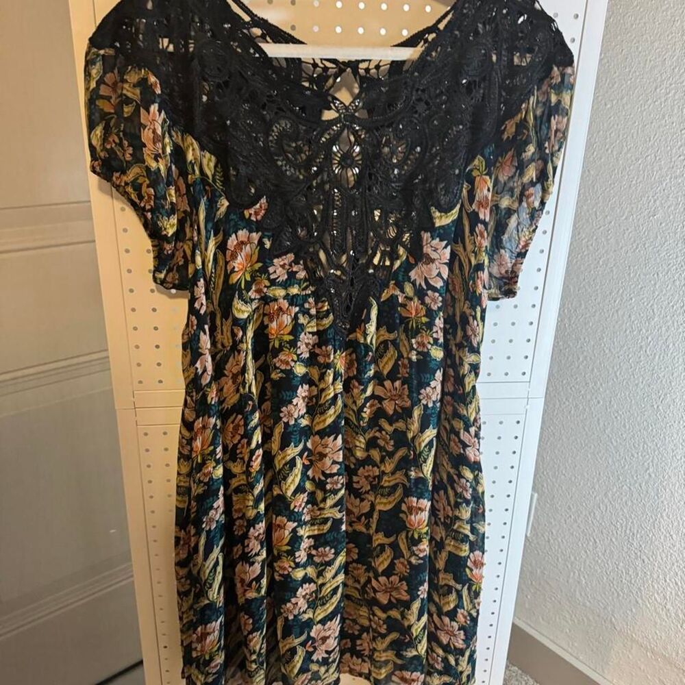 Free People Margot Floral Crochet Mini Dress XL NWT $168